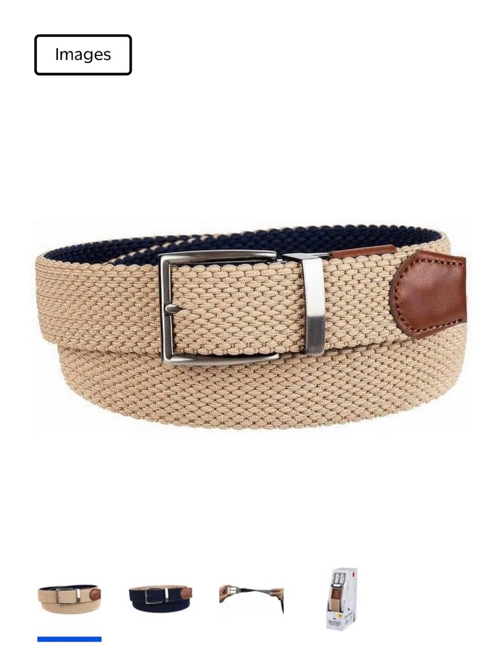 Tommy Bahama Reversible Stretch Belt. Pant Size 38-42. New in Box. Khaki/Navy.